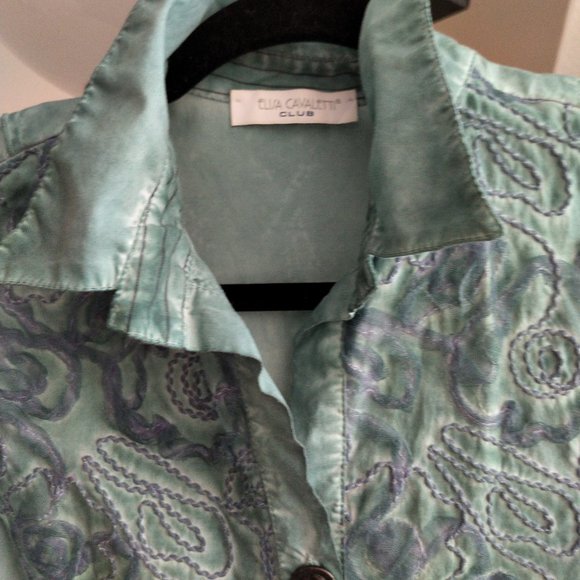 Elisa Cavaletti Club green blue lace blouse - Picture 5 of 6